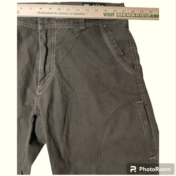 KÜHL Cargo Hiking Vintage Patina Dye Olive Outdoor Shorts Men's 34 EXC. COND.!! - Picture 9 of 10